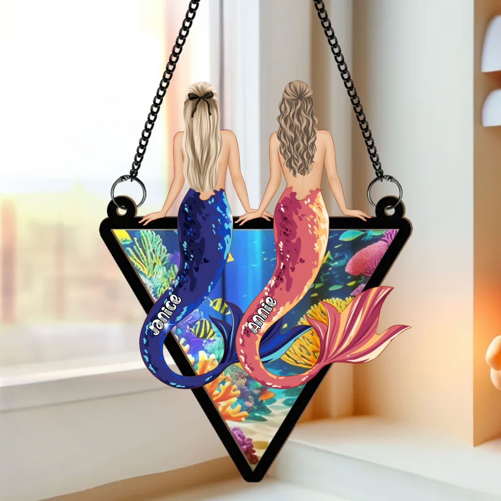 Mermaid Bestie - Personalized Suncatcher Ornament - Gift For Bestie, BFF, Soul Sisters