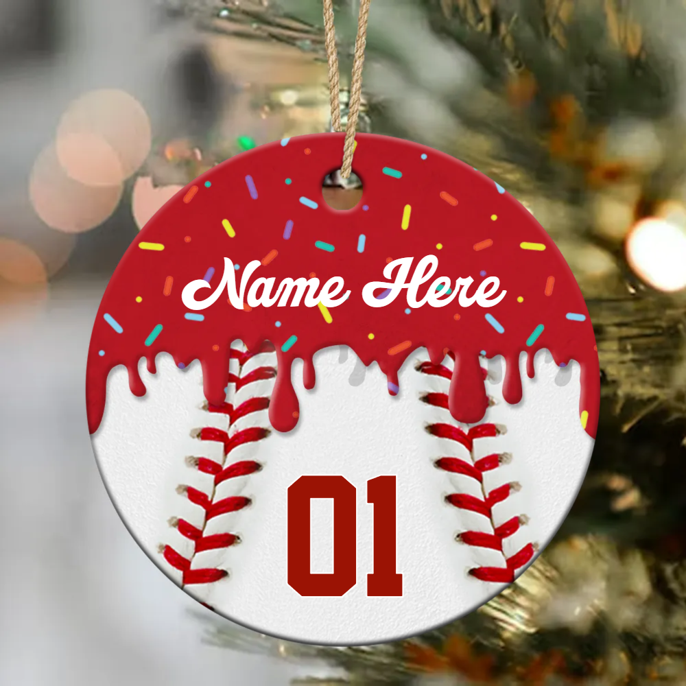 Personalized Baseball Ornament Custom Name & Number Baseball Gift, Baseball Christmas Ornament for Player or Team, Baseball Team Keepsake