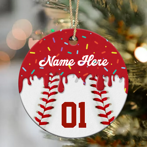 Personalized Baseball Ornament Custom Name & Number Baseball Gift, Baseball Christmas Ornament for Player or Team, Baseball Team Keepsake