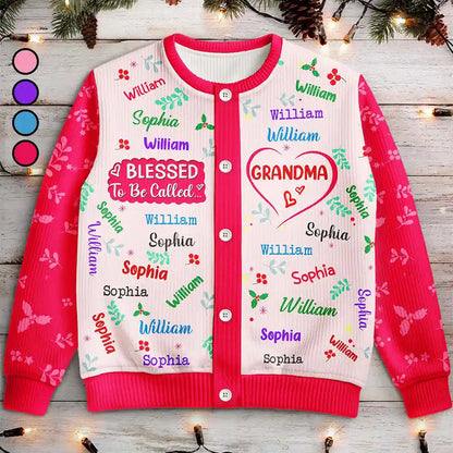 Blessed To Be Called Grandma - Personalized Cardigan - Gift For Mom Grandma