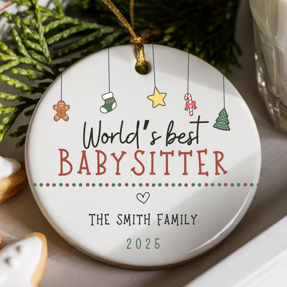 Personalized Babysitter Ornament, Babysitter Christmas Ornament, Custom Baby Sitter Keepsake, Babysitter Gift From Kids