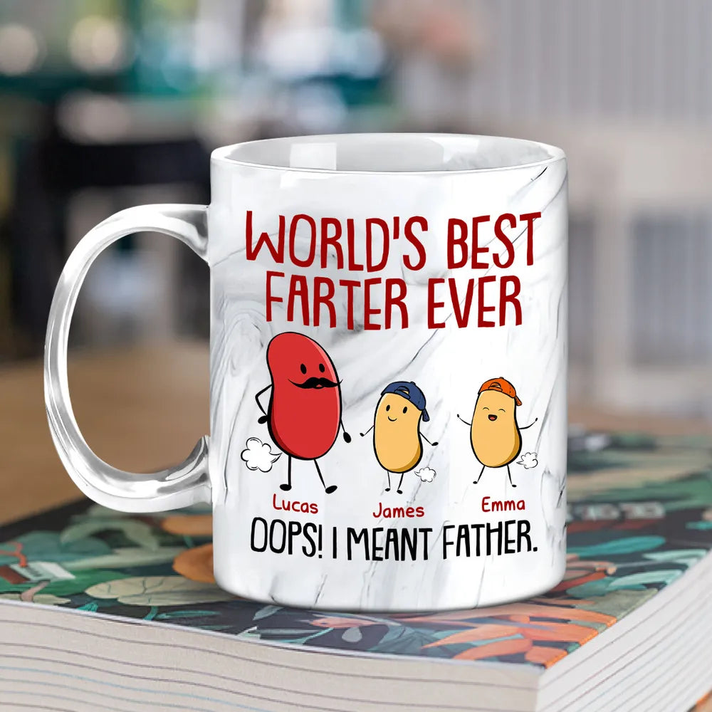 World's Best Father Ever - Personalized Marble Mug - Gift For Dad, Papa, Father's Day Gift