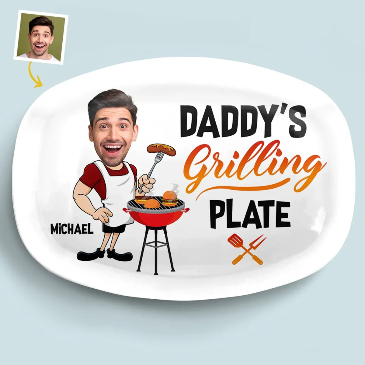 Custom Photo Everything Tastes Better When Daddy Makes It - Personalized Platter - Father's Day, Gift For Dad, Grandpa