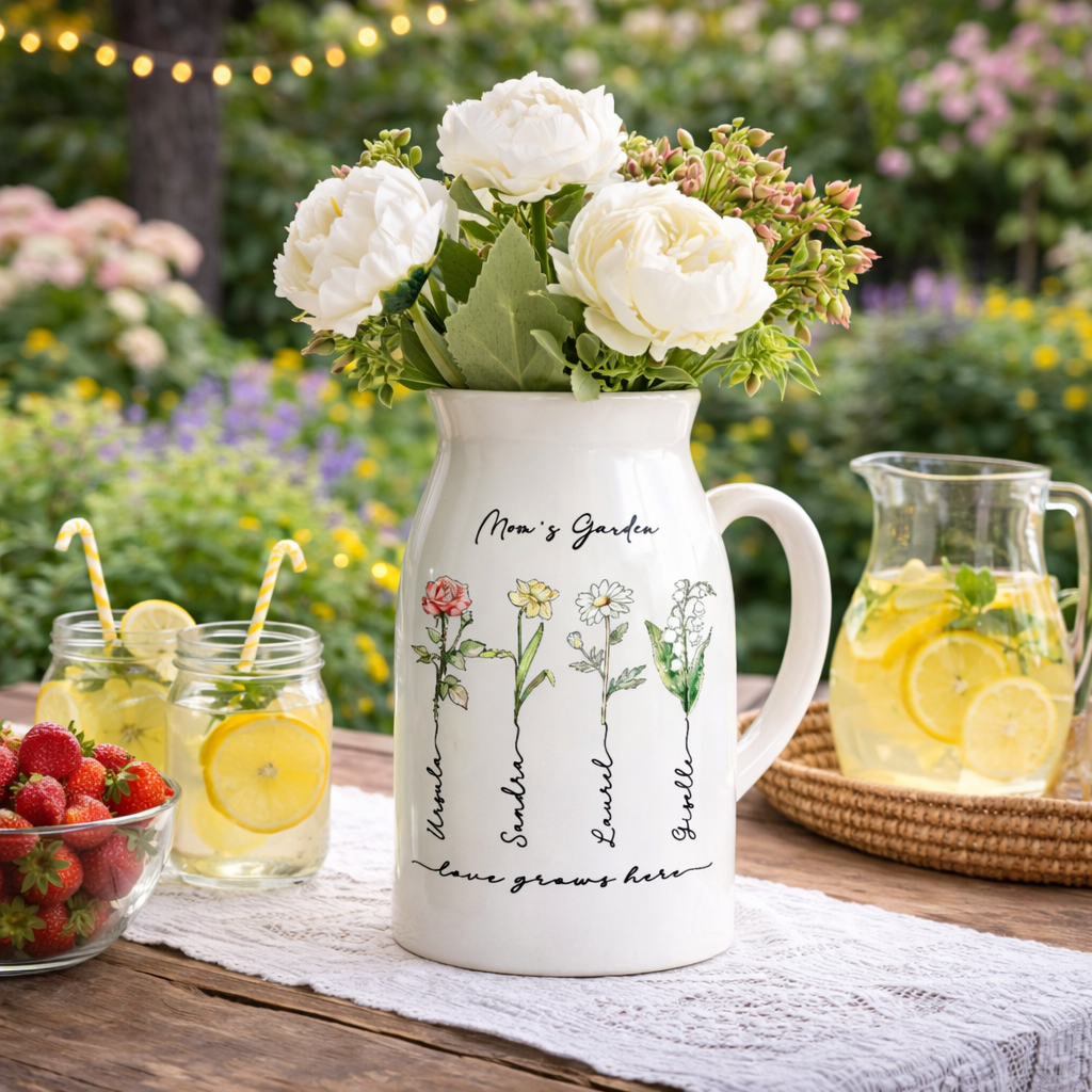 Personalized Grandma's Garden Vase, Garden Flower Vase, Mother's Day Gift, Family Name Flower, Gifts for Grandma, Nana, Nanny, Mom Gift