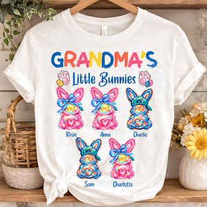 Grandma's Little Colorful Bunnies - Personalized Shirt - Easter Shirt for Mom, Grandma
