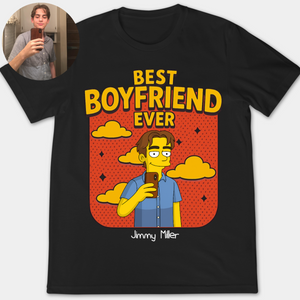Best Boyfriend Ever Simpsonized Photo Portrait - Personalized Apparel - Gift For Boyfriend, Couple Gift
