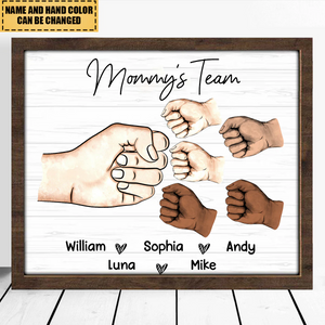 Mommy's Team Mother & Kids Fist Bump - Personalized Wooden Plaque - Gift For Mom, Mother's Day, Birthday Gift