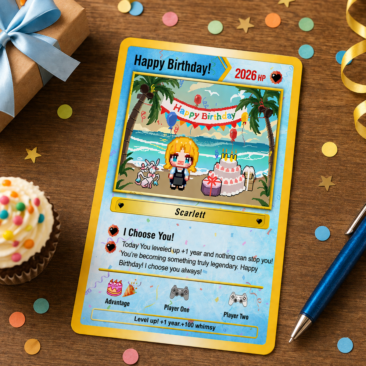 Custom PKM Birthday Cards, Birthday-Themed Trading Cards, Birthday Gifts, Birthday Card, Gifr for Friends, Gifts for Game Lover
