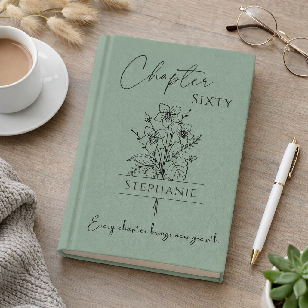 60th Birthday Gift for Women or Men, Chapter 60 Name Journal, Birth Month Flower Notebook, Personalized 60 Years Old Birthday Present