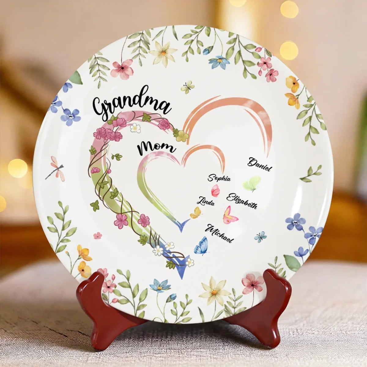 From Mom To Grandma - Personalized Ceramic Plate - Mother's Day, Gift For Mom, Grandma