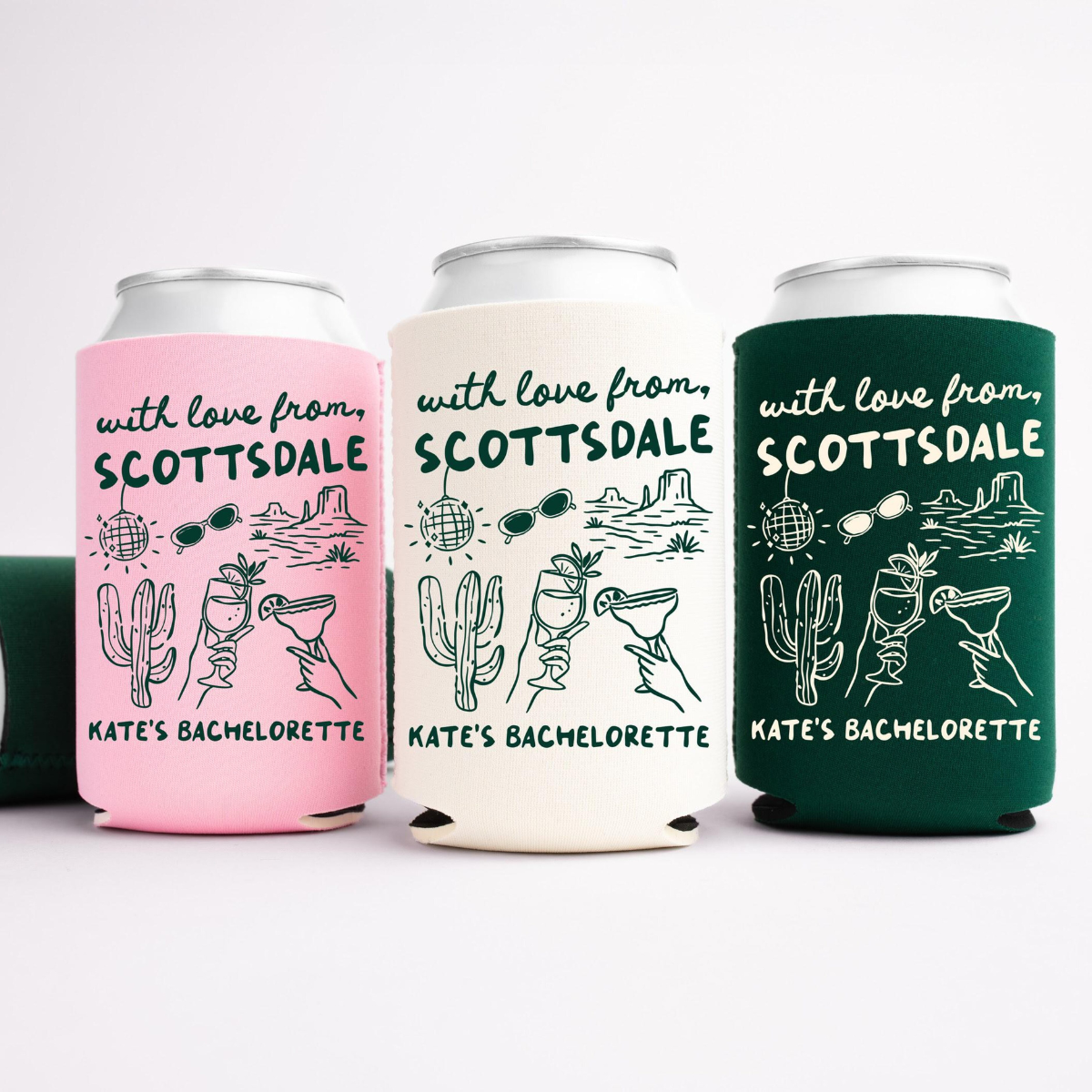 With Love Bachelorette Can Cooler, Custom Desert Bachelorette Party Favors, Bachelorette Party Drink Accessories