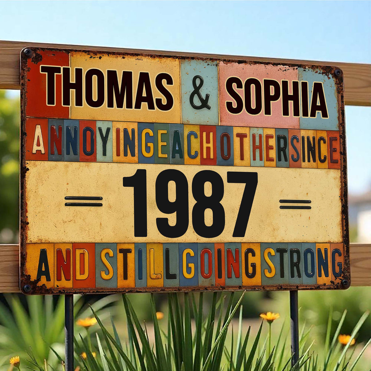 Annoying Each Other Since And Still Going Strong - Personalized Metal Sign - Valentine's Day Gift For Couple