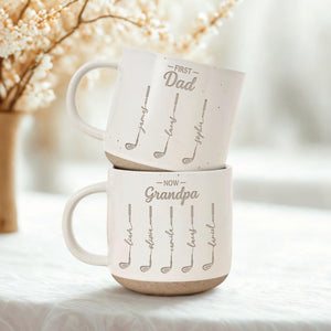 Personalized First Dad Now Grandpa Pottery Mug, Custom Father Day Golf Gift, Golf Lover Gift For Him,Dad Birthday Gift,Gift For Dad, Grandpa