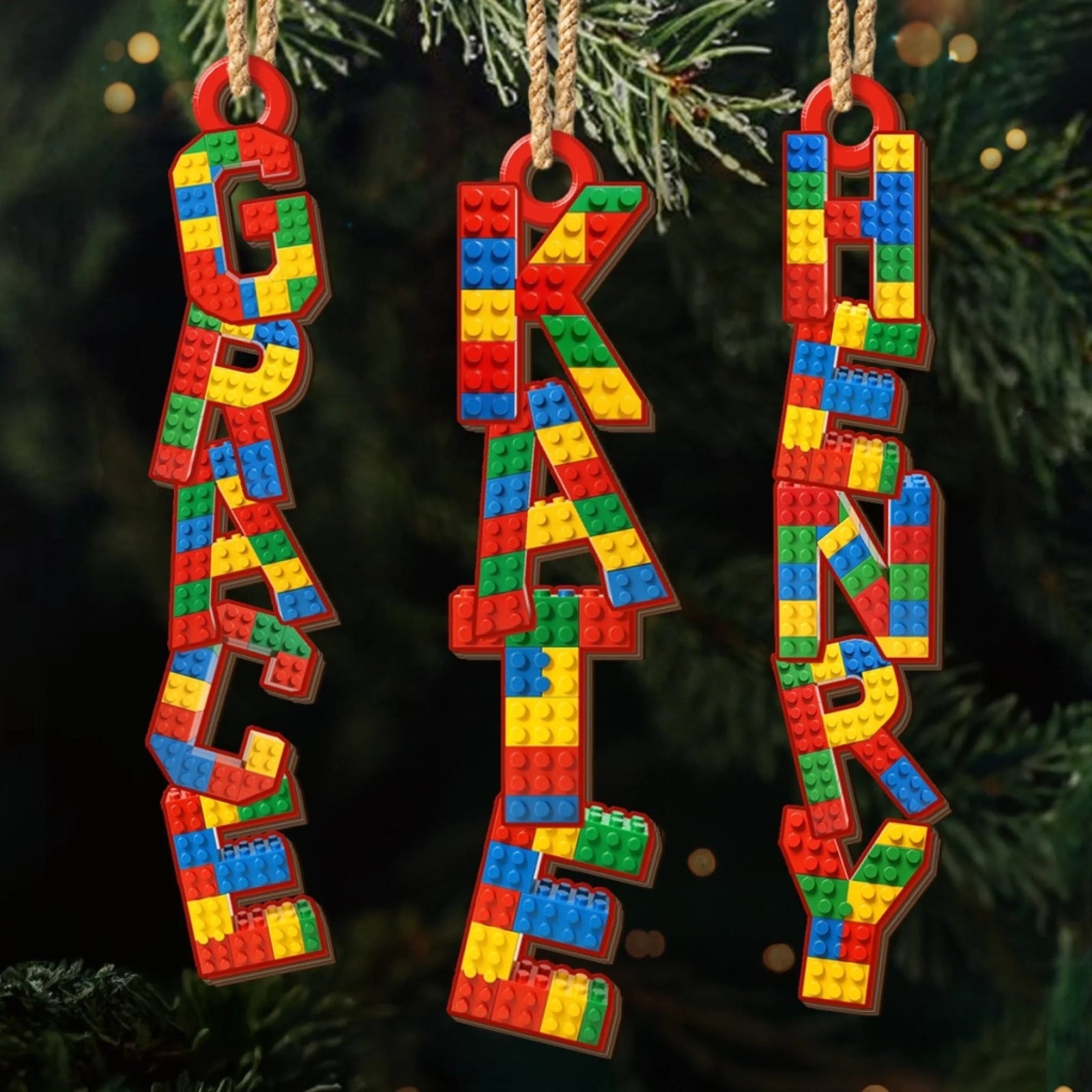 Brick Lego Lovers Custom Letter Ornament, Christmas, Birthday Gift For Family