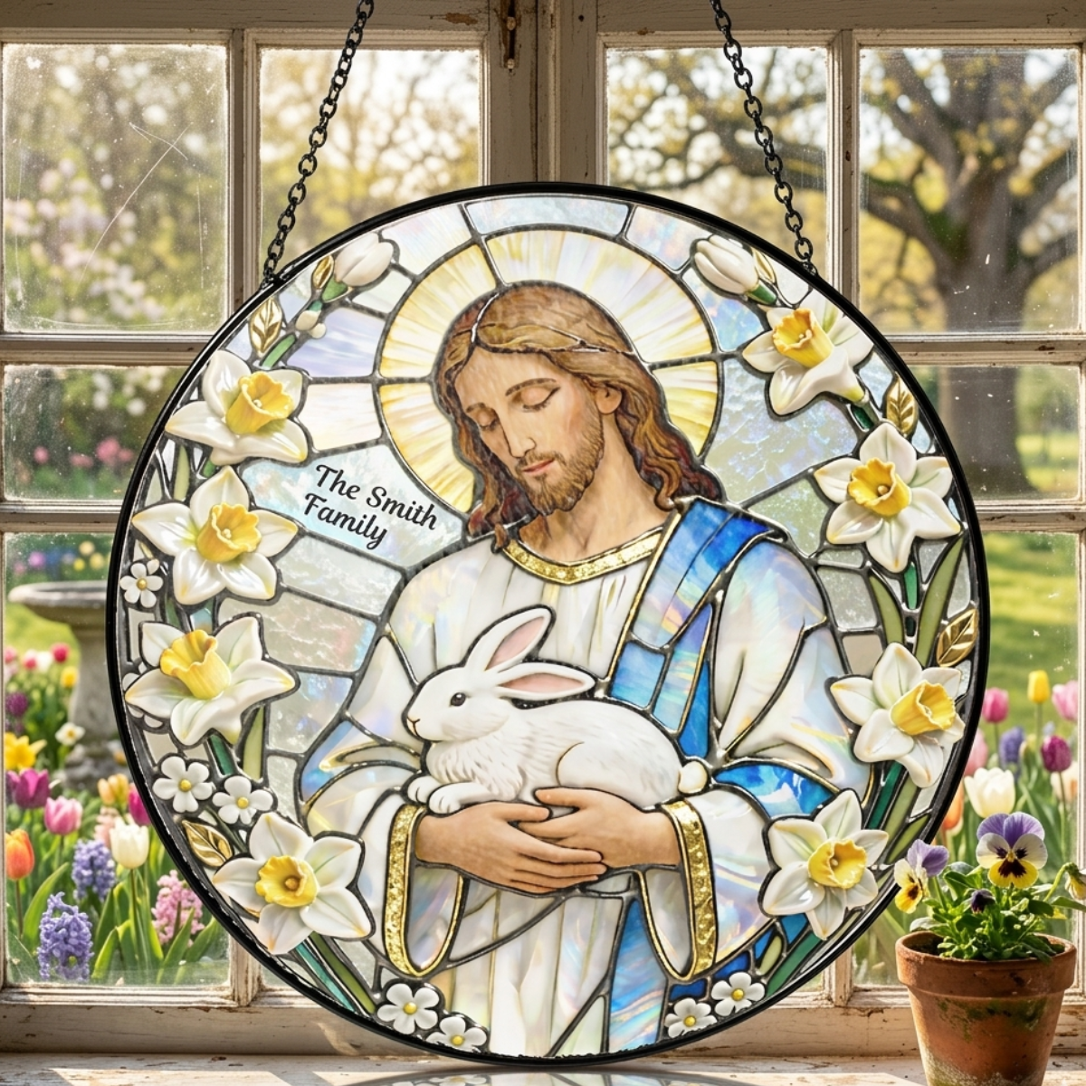 Religious Easter Jesus - Personalized Acrylic Suncatcher - Easter Gift For Family