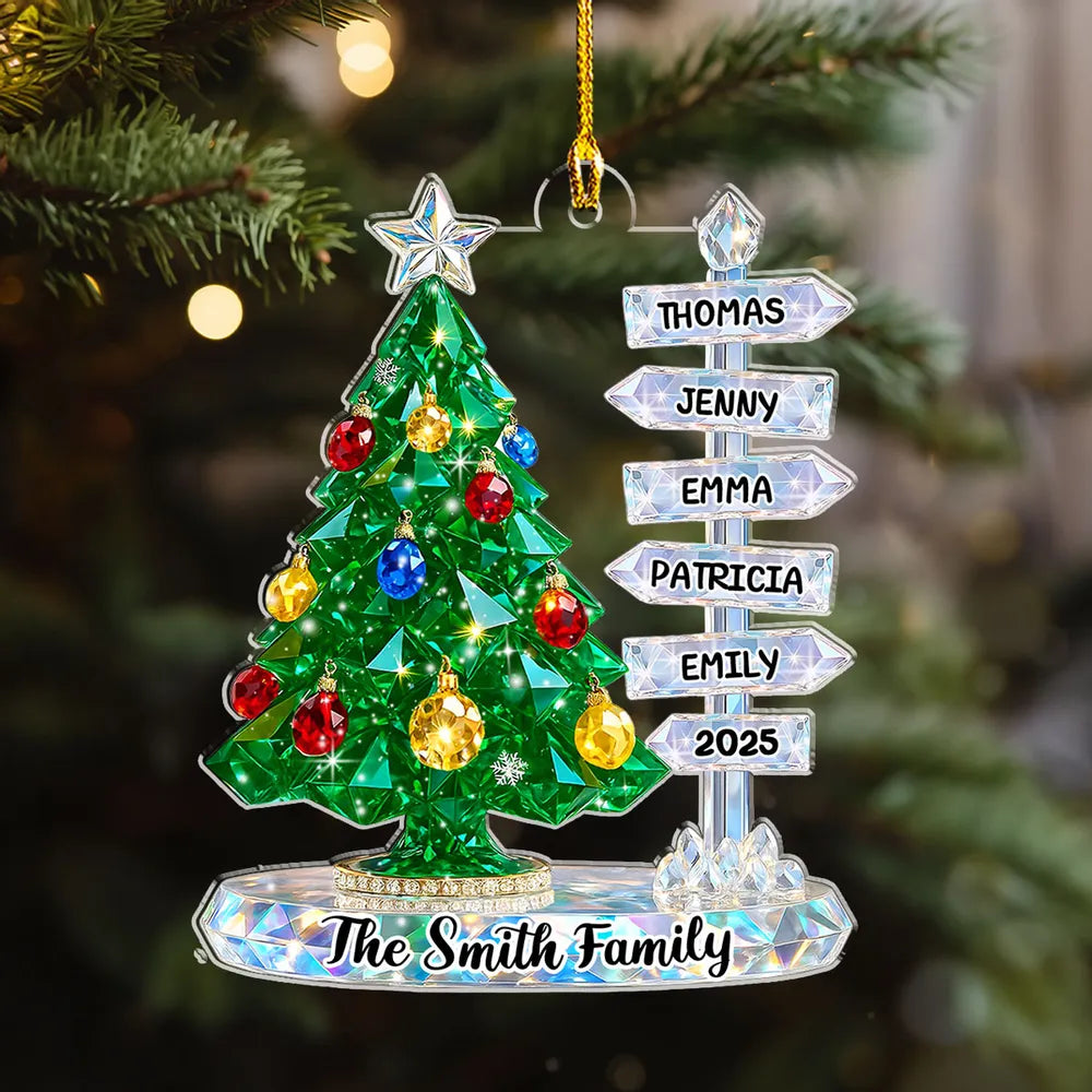 Family Wonder Glass Effect Christmas Tree - Personalized Acrylic Ornament - Christmas Gift For Family