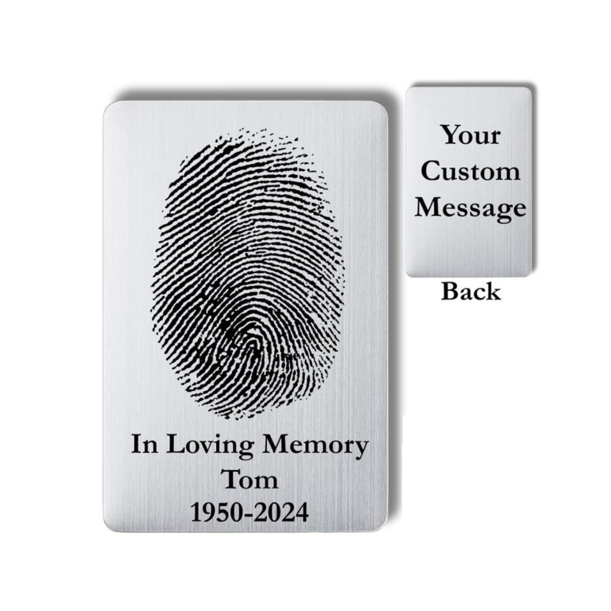 Personalized Fingerprint Wallet Card, Memorial Gift For Family, Stainless Steel Keepsake