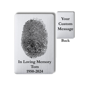 Personalized Fingerprint Wallet Card, Memorial Gift For Family, Stainless Steel Keepsake