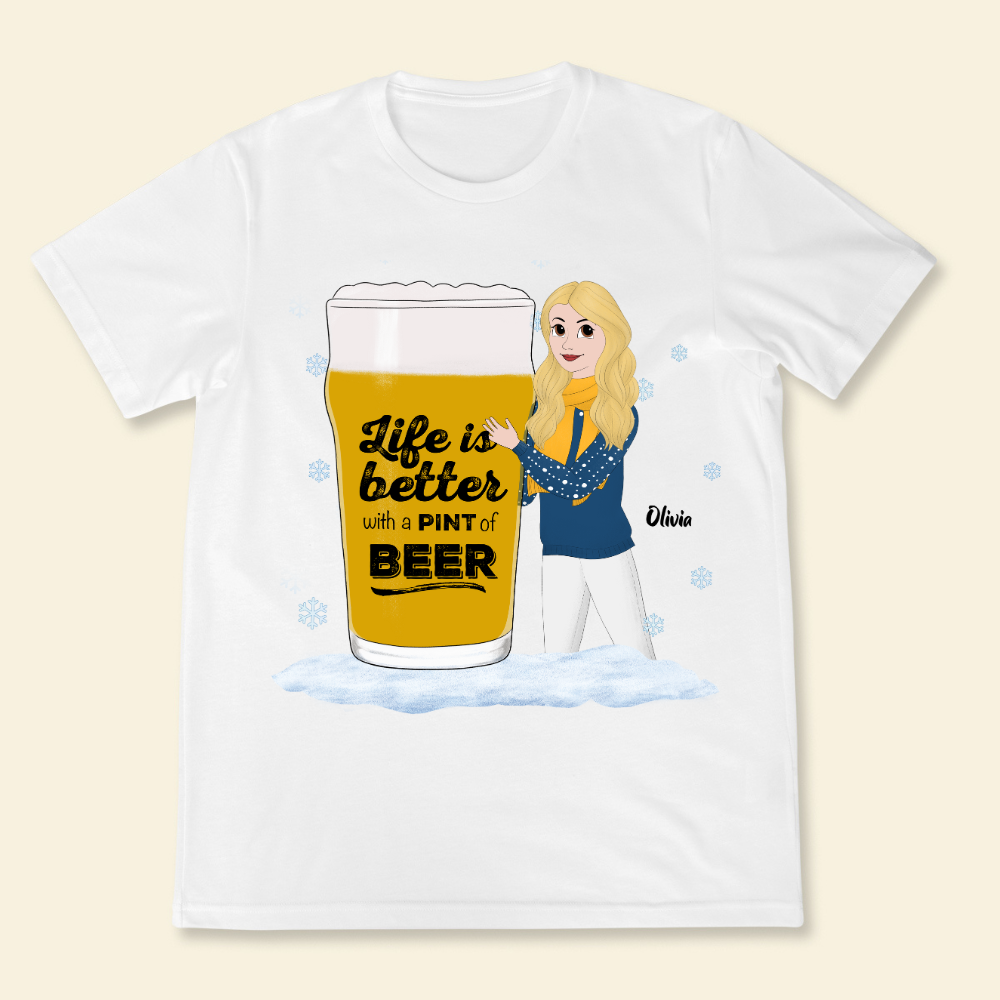 Life Is Better With A Pint Of Beer Christmas - Personalized Shirt - Gift For Friends, Bestie, Christmas Season