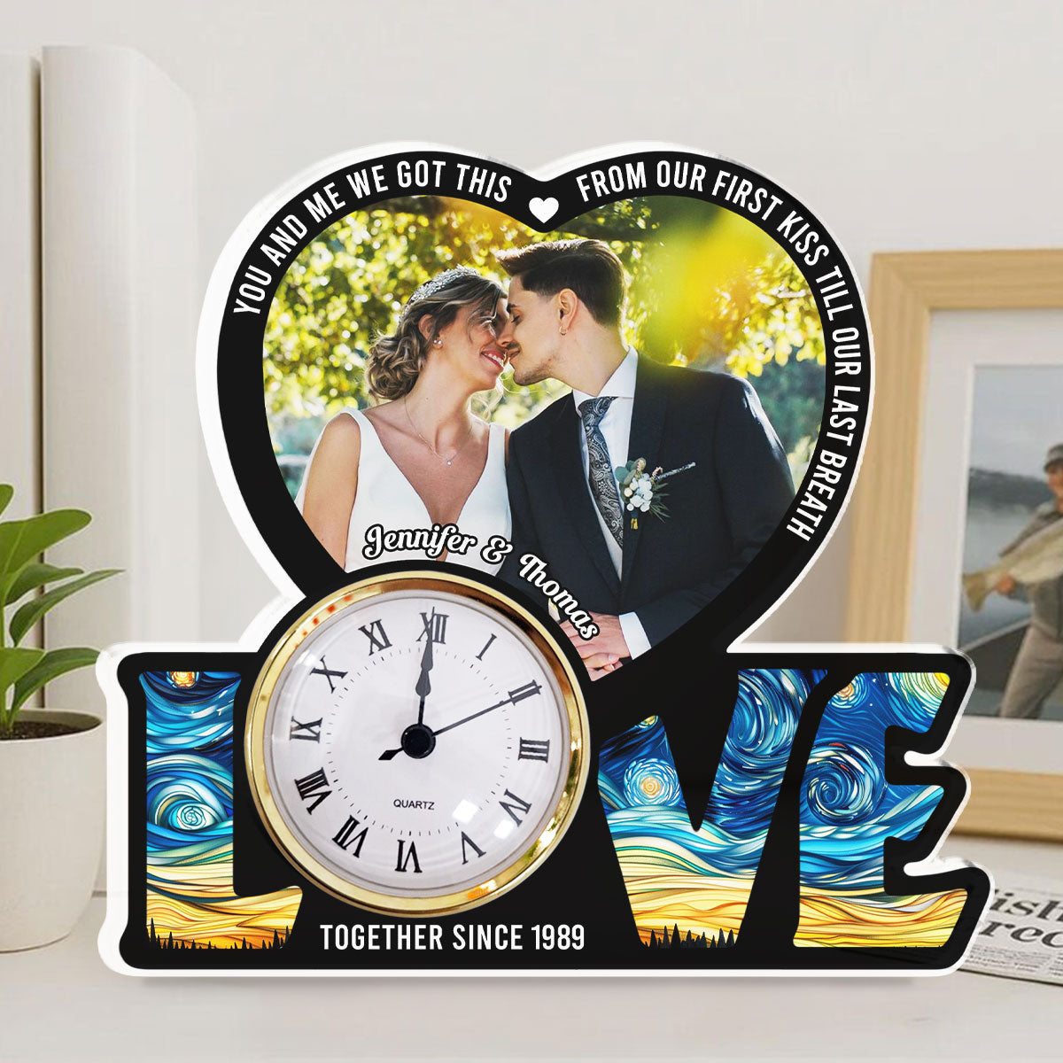 We Got This Untill Our Last Breath - Personalized Acrylic Desk Clock - Valentine's Day Gift For Couple