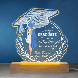 Before You All Your Dreams - Personalized 3D LED Light Wooden Base - Graduation Gift For Daughter From Mom Dad