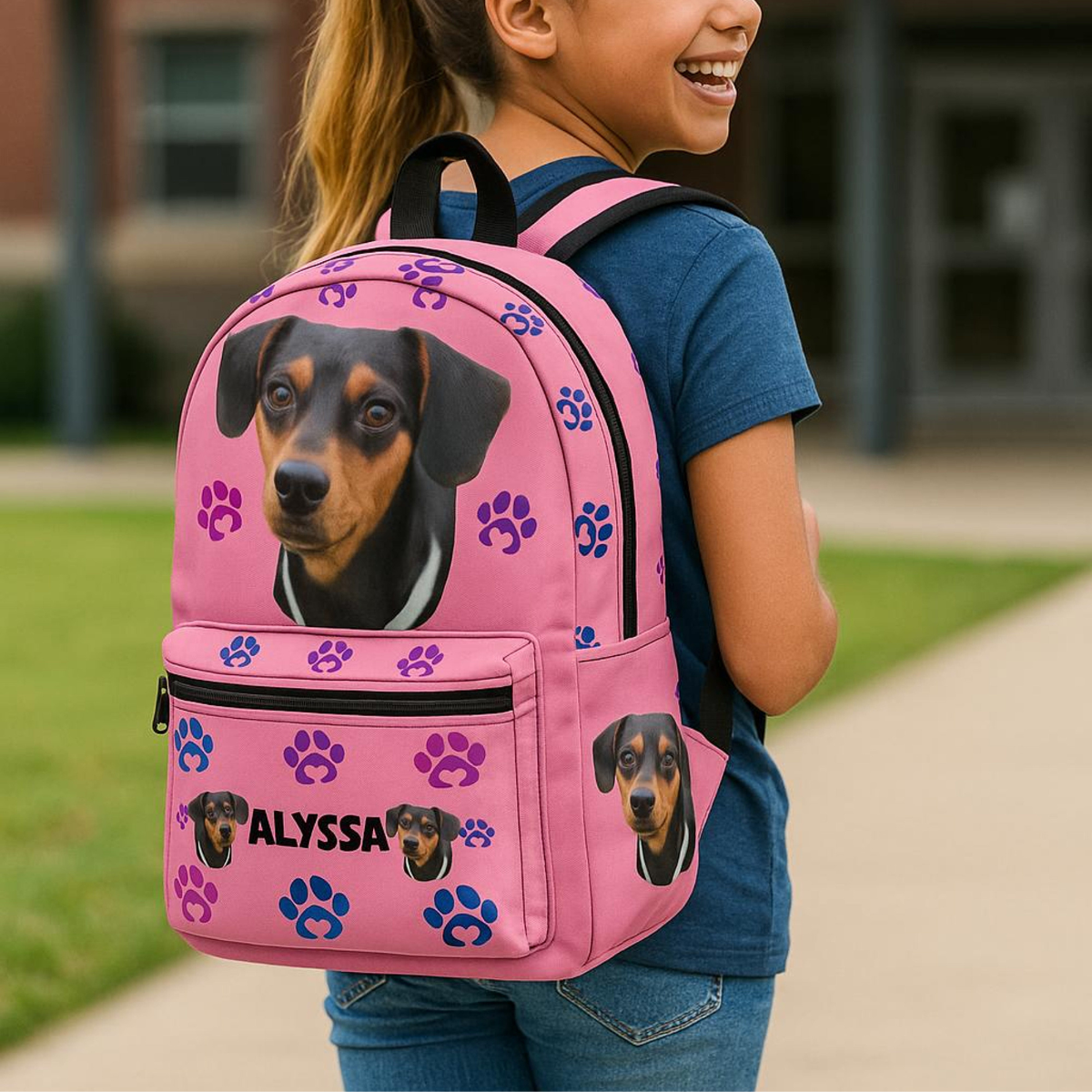 Custom Dog Photo Backpack for Dog Lover Knapsack for Student Bag for Pup Owner Dog-Themed School Bookbag with Personalized Dog Photo Bag