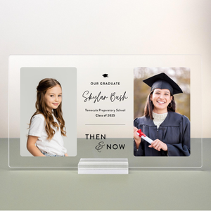 Personalized Graduation Photo Plaque, Then and Now Acrylic Keepsake, Graduation Gift