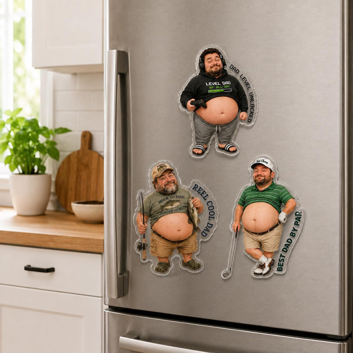 Custom Dad Face Squishy Magnet, Personalized Poke Belly Photo Fridge Magnet, Funny Fathers Day 2026 Gift For Husband Gag Gift, Kitchen Decor