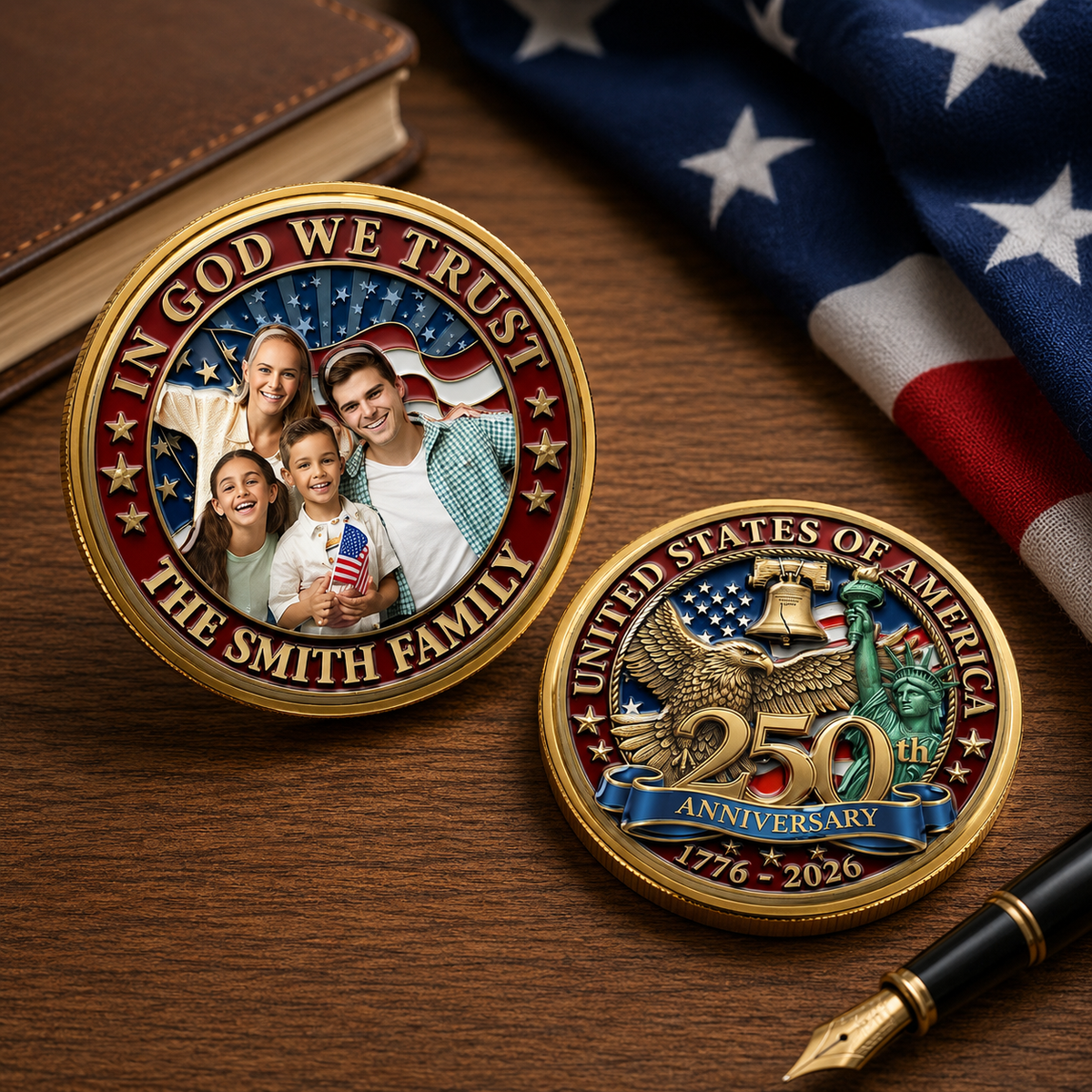 In God We Trust - Personalized Commemorative Keepsake Coin - Gift For Family, Patriotic Gift, 4th Of July