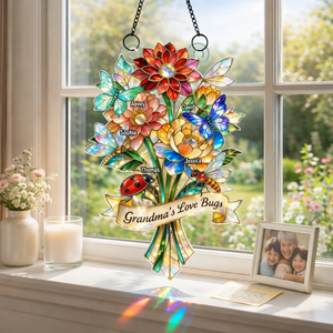 Grandma's Love Bugs - Personalized Suncatcher Ornament - Heartfelt Mother's Day Gift for Grandma
