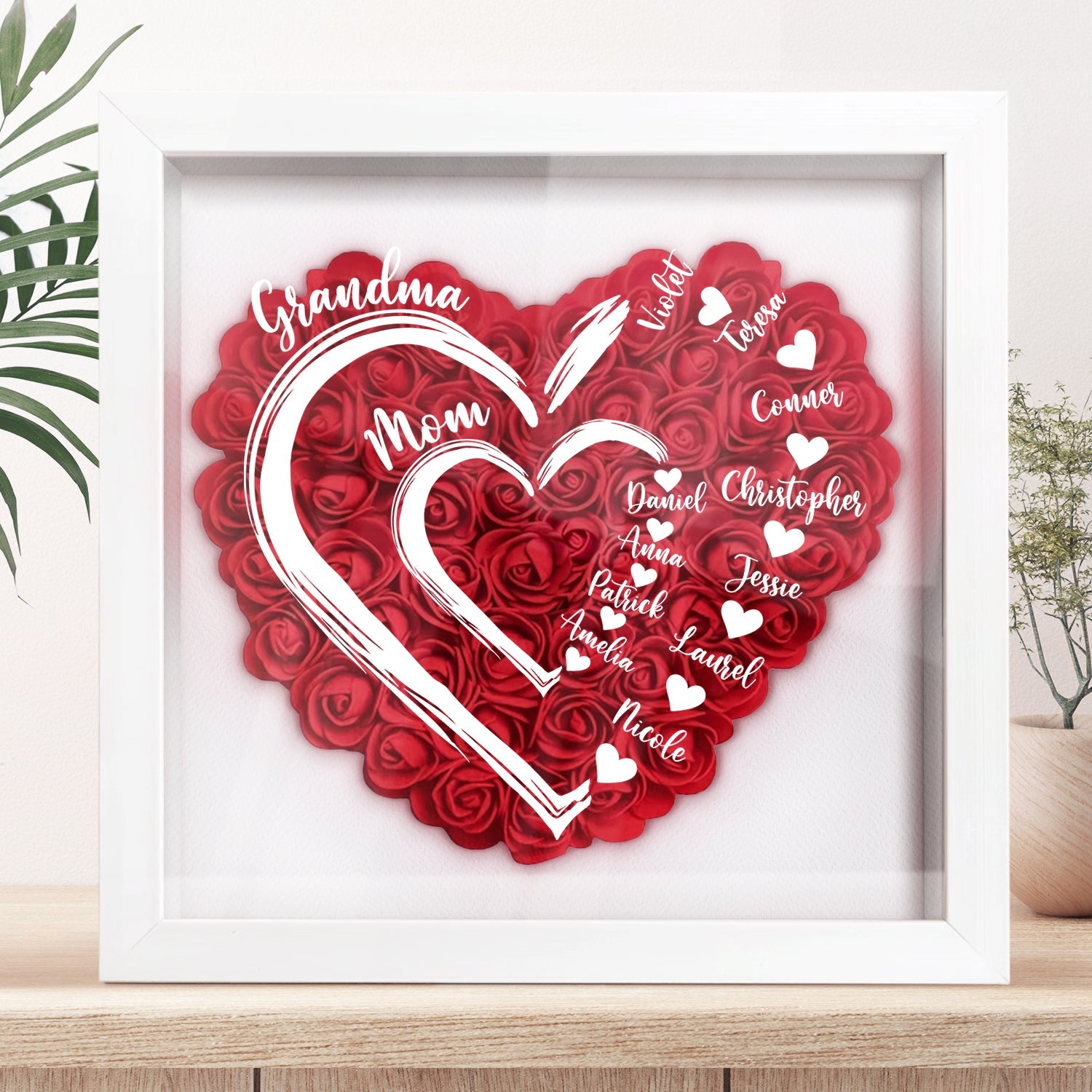 Mom's Grandma's Sweethearts - Custom Flower Frame Box - Gift For Mom, Mother's Day Gift