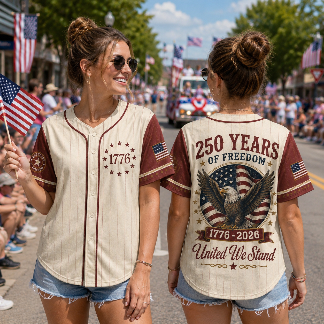 USA 250th Anniversary Baseball Jersey, 1776 2026 Patriotic American Flag Button Shirt, Proud To Be American Freedom Jersey, 4th Of July Gift