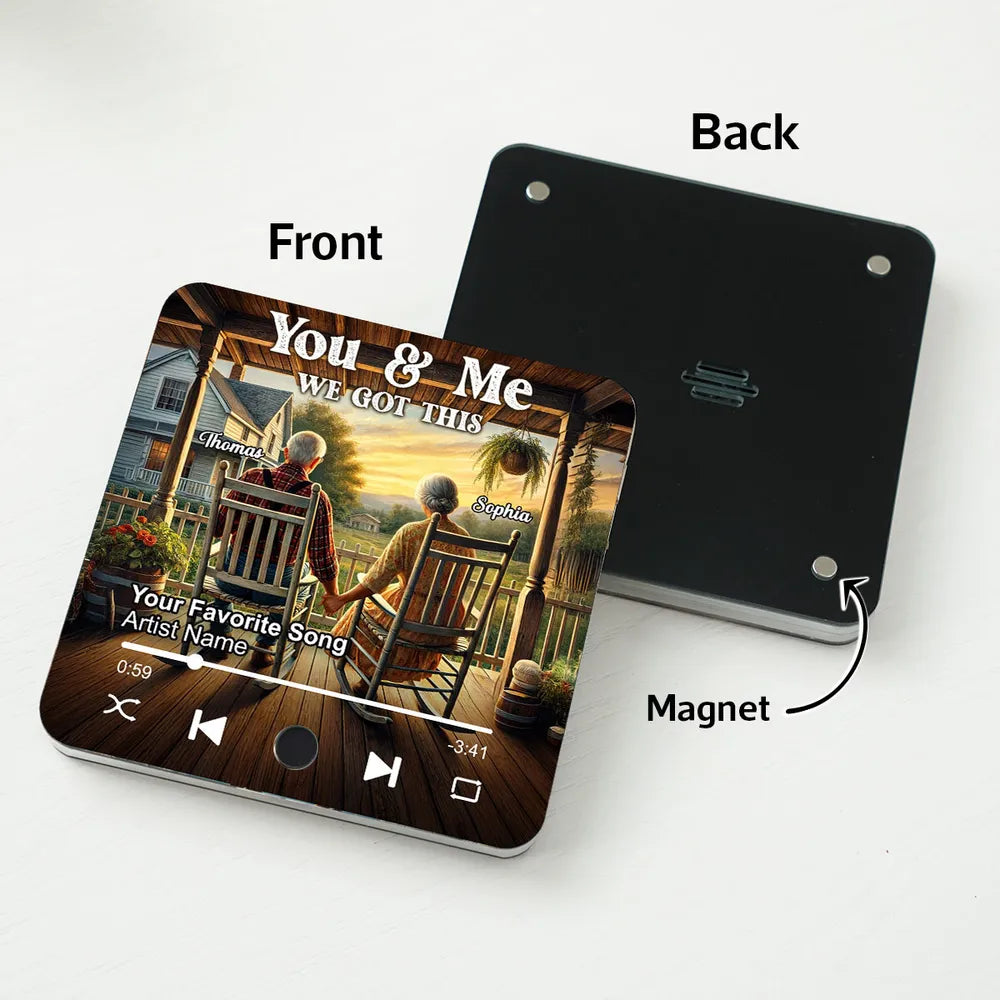 Old Couple Growing Old Together - Personalized Music Fridge Magnet - Gift For Couple