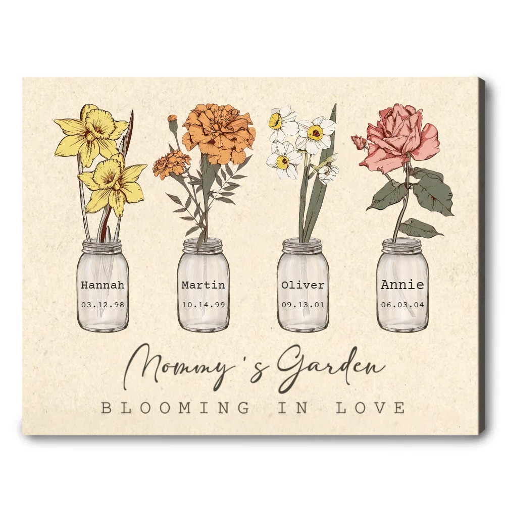 Mommy's Garden Blooming Love - Personalized Canvas - Gift For Mom, Grandma, Mother's Day, Birthday Gift