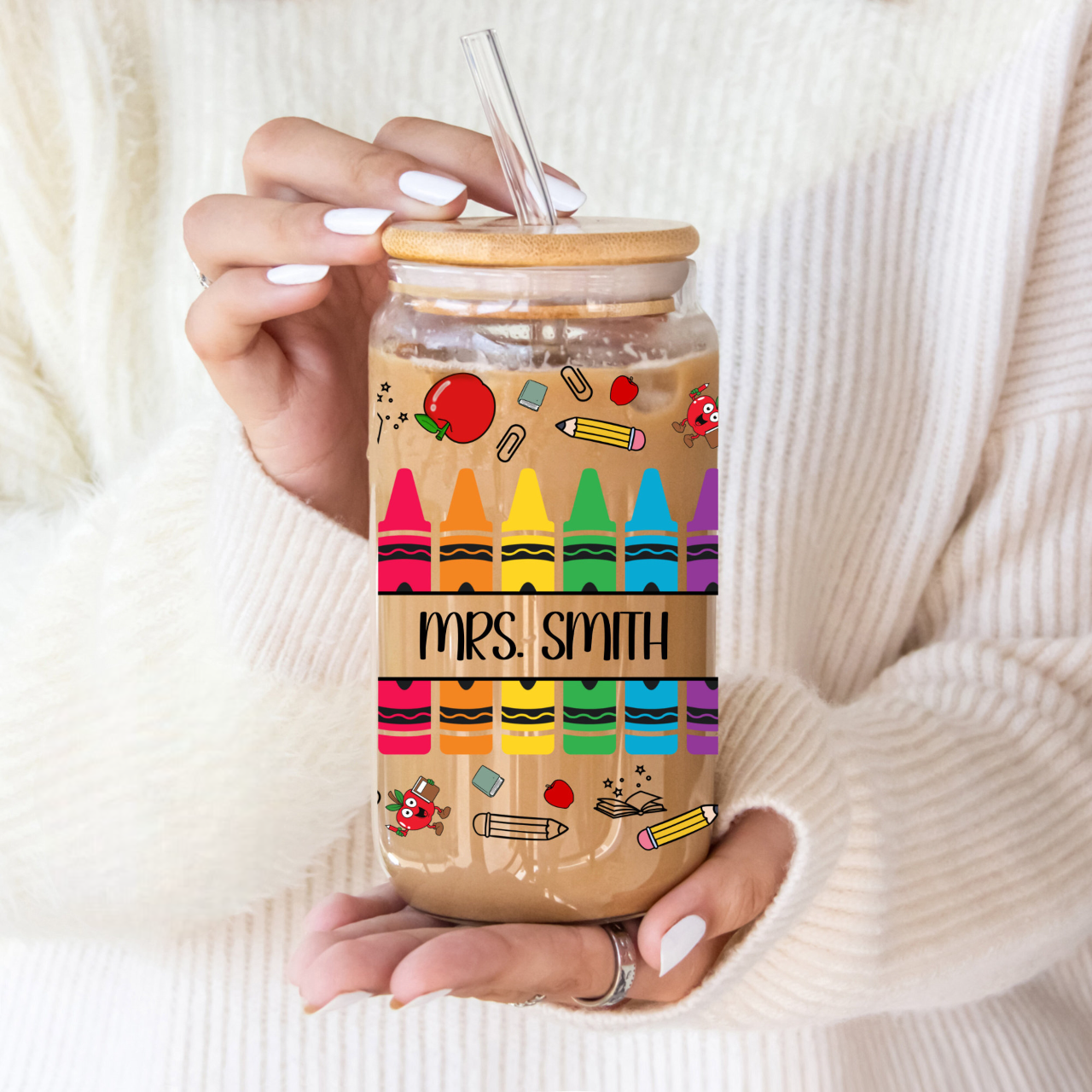 Personalized Teacher Facts Glass Tumbler Cup, Teacher Gift Iced Coffee, Teacher Appreciation Gift