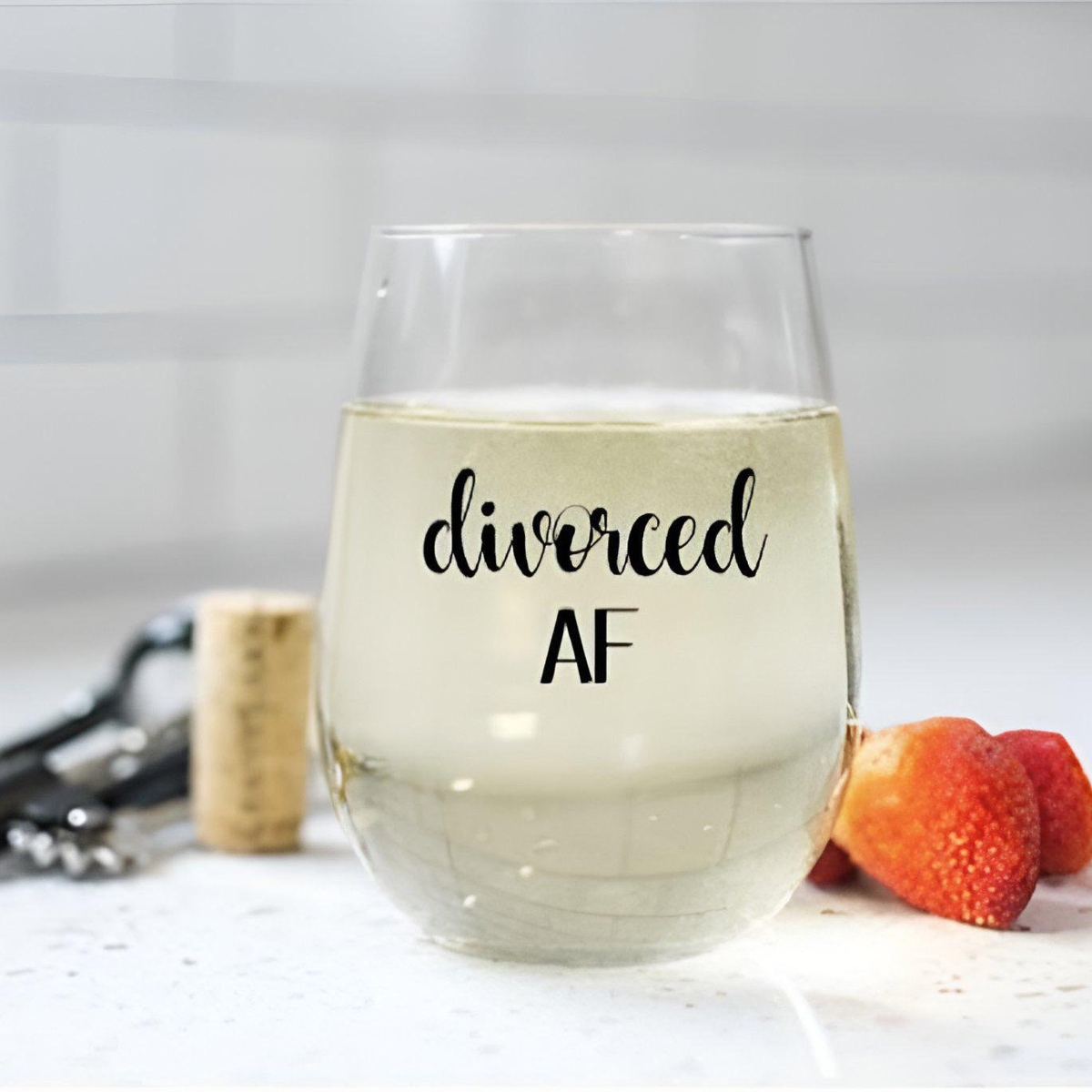 Divorced AF, Divorce, Divorce Humor, Divorce Gifts, Divorced Wine Glass, Divorce Present, Custom Wine Glass, Divorce, Divorce Gift
