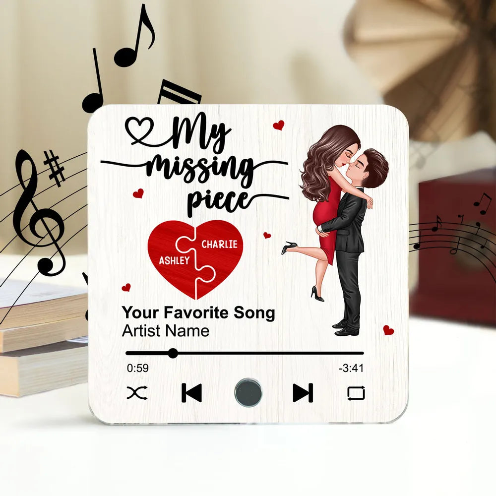 My Missing Piece Couple Portrait - Personalized Music Fridge Magnet - Gift For Couple
