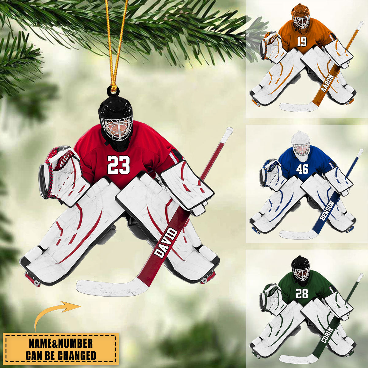 Hockey Goalie, Personalized Ornament, Christmas Tree Decor