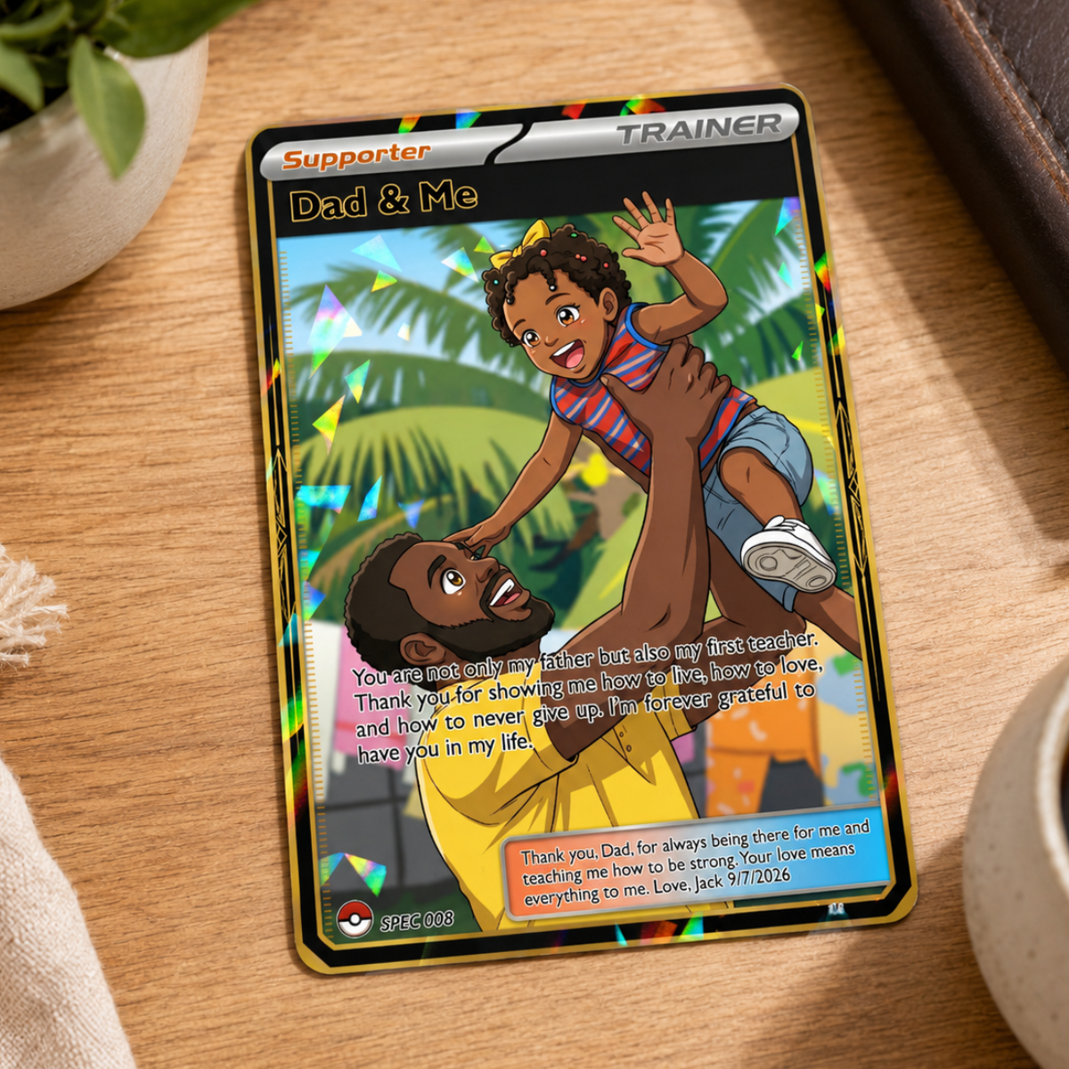 Custom Father's Day Card, Gift For Dad, Trainer Card, Father's Day Gift, Custom PKM Card Anime Gift