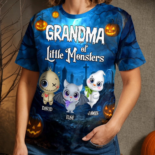 Grandma Of Little Monsters - Personalized 3D Apparel - Halloween Gift For Mom Grandma, Nana & Kids