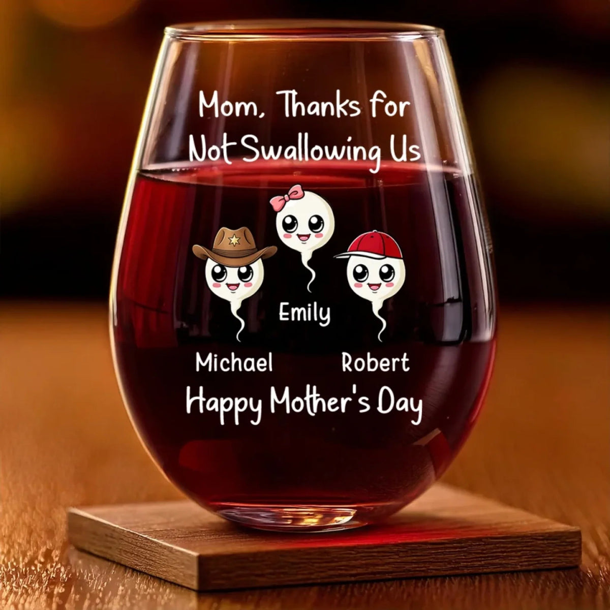 Mom I Love You Everyday - Personalized Wine Glass - Gift For Mom, Mother's Day, Birthday Gift