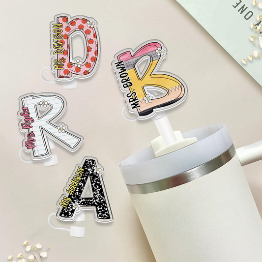 Personalized Teacher Straw Topper, Teacher Straw Cover, Teacher Gifts, Teacher Appreciation Gifts, Gift For Teacher