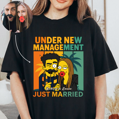 Under New Management Simpsonized Couple Photo - Personalized Apparel - Gift For Couple, Gift For Him, Gift For Her
