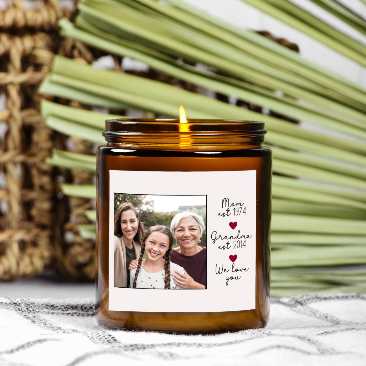 Grandma photo custom candle, personalized gift from grand kids, presents for grandma