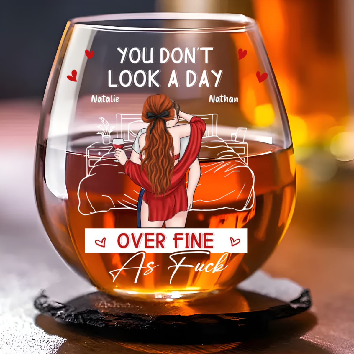 Aging Gracefully Still So Fine - Personalized Wine Glass - Valentine's Day Gift For Couple