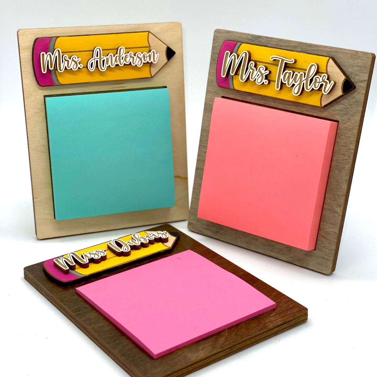 Teacher Sticky Note Pad Holder Gift, Personalized Teacher Name Gift, Student Gift For Teacher, Teacher Back To School Gift