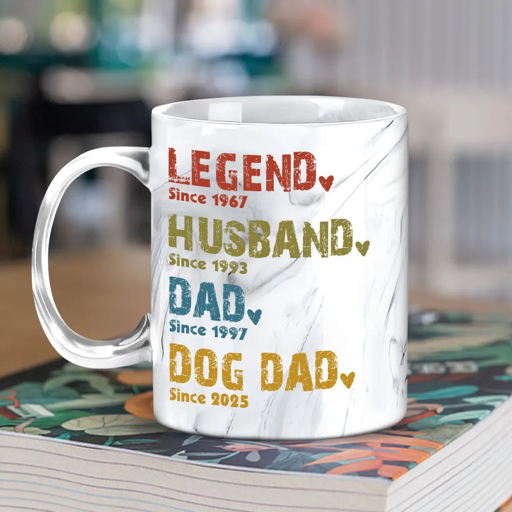 Legend Husband Daddy Papa - Personalized Marble Mug - Gift For Dad, Papa, Father's Day Gift