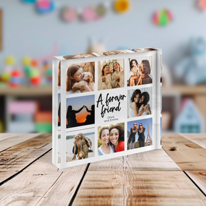 Best Friend Photo Gift, Personalized Acrylic Photo Collage Block, Friendship Travel Keepsake, Bestie Present, Custom Desk Picture Frames