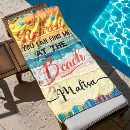 Personalized Retired Beach Towel, Family Vacation Beach Towel, Custom Retirement 2025 Towels, Retirement Gift with Name, Funny Retiree Gift
