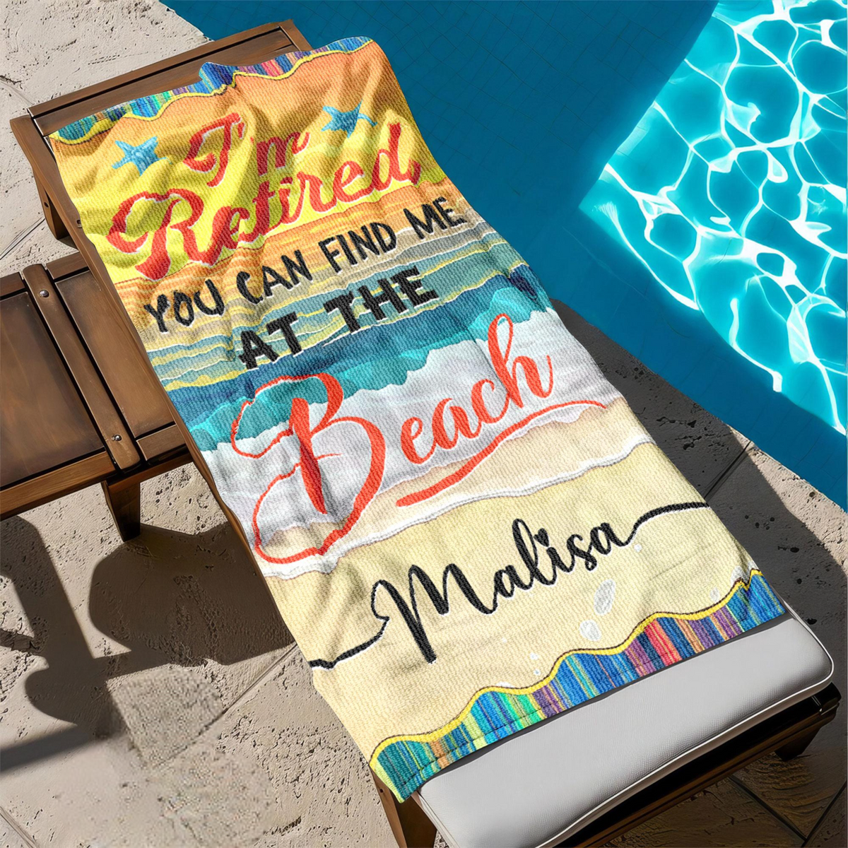 Personalized Retired Beach Towel, Family Vacation Beach Towel, Custom Retirement 2025 Towels, Retirement Gift with Name, Funny Retiree Gift